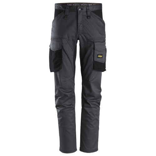 6803 Pantalones largos de trabajo elásticos sin bolsillos para las rodilleras AllroundWork gris acero-negro talla 258