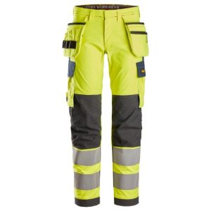 Pantalón largo trabajo elástico AV 2 bolsillos flotantes amarillo-azul T.162