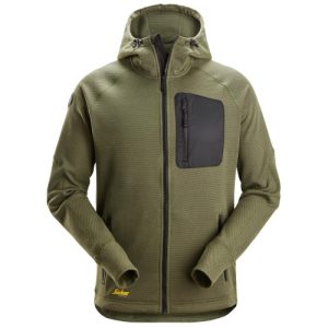 Sudadera con capucha y forro polar Flexiwork verde caqui-negra talla XXXL