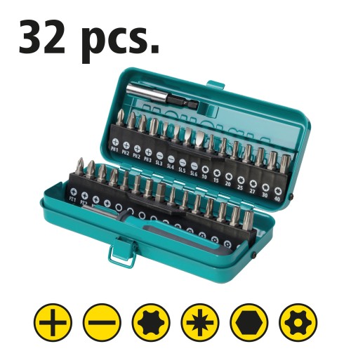 Caja de puntas, ranura/estrella (PH/PZ) / TORX® (T) / TORX® con agujero / hexágono interior, 32 piezas - Imagen 2