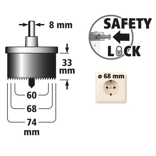 Sierra de corona múltiple "Professional", Ø 60–74 mm - Imagen 2