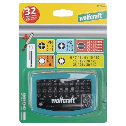 Caja de puntas, ranura / estrella (PH/PZ) / TORX® (T) / hexágono interior, 32 piezas - Imagen 3