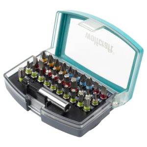 Caja de puntas, ranura / estrella (PH/PZ) / TORX® (T) / hexágono interior, 32 piezas