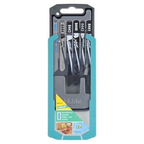 Juego de 10 hojas de sierra de calar, vástago en U