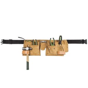Cinturón portaherramientas con bolsa doble de cuero