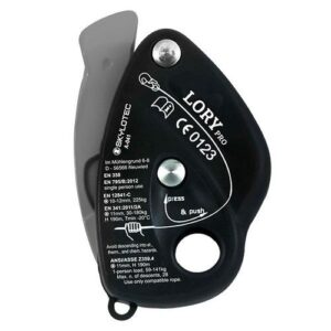Descensor asegurador autobloqueador para cuerda simple de 10 a 12 mm LORY