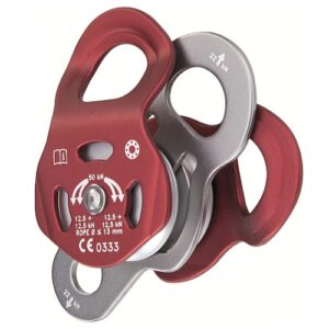 Polea oscilante de aluminio de doble roldana ORBITER T para cuerdas de 8 a 13 mm