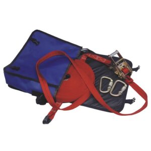 Línea de vida transportable de cinta de poliamida con tensor carraca y 2 mosquetones