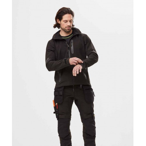 1218 Chaqueta impermeable SoftShell FlexiWork con capucha negro - Imagen 2