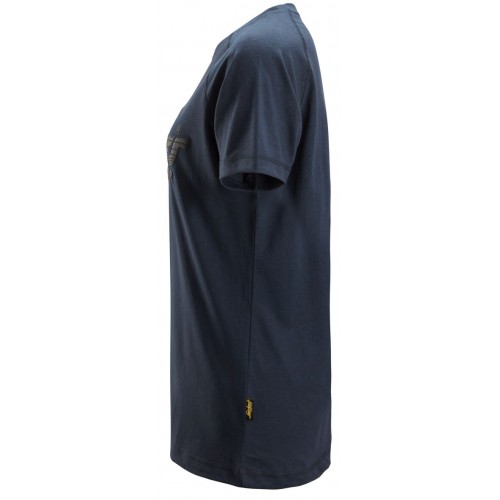 2597 Camiseta manga corta con logo para mujer azul marino jaspeado - Imagen 3