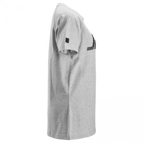 2597 Camiseta manga corta con logo para mujer gris jaspeado - Imagen 3