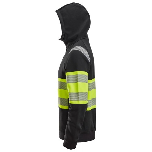 2838 Sudadera alta visibilidad clase 1 con capucha y cremallera completa negro-amarillo - Imagen 4
