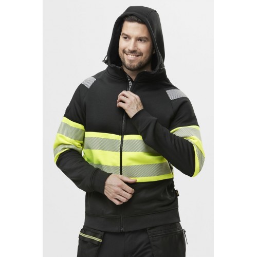 2838 Sudadera alta visibilidad clase 1 con capucha y cremallera completa negro-amarillo - Imagen 6