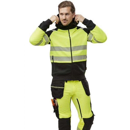 2839 Sudadera alta visibilidad clase 2 con capucha y cremallera completa amarillo-negro - Imagen 2