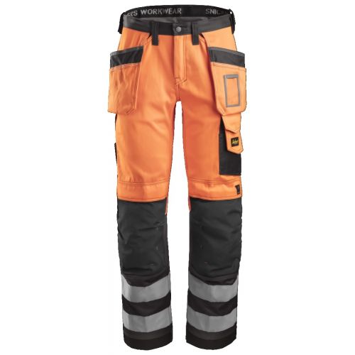 3233 Pantalón alta visibilidad con bolsillos flotantes clase 2 Naranja / Gris antracita