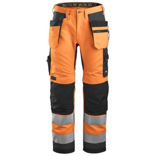 6230 Pantalón Allround Work+ Alta Visibilidad Bolsillos Flotantes CL2 Naranja / Gris acero