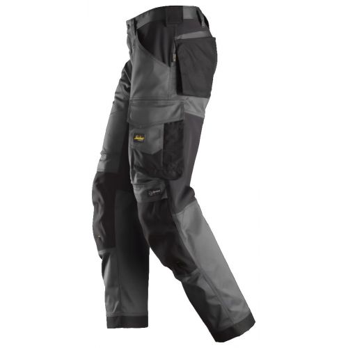 6351 Pantalones largos de trabajo elásticos ajuste holgado AllroundWork Loose Fit color gris acero/ negro - Imagen 4