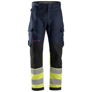 6363 Pantalones largos de trabajo de alta visibilidad clase 1 ProtecWork azul marino-amarillo