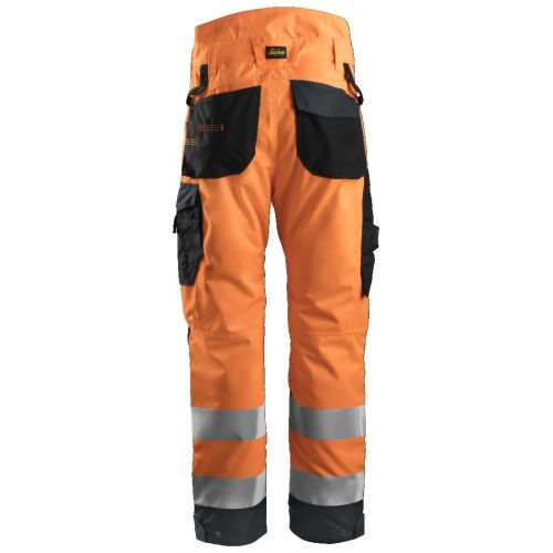 6639 Pantalones largos de trabajo aislantes 37.5® de alta visibiidad clase 2 AllroundWork naranja/ gris acero - Imagen 2