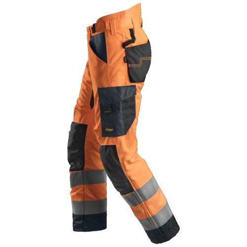 6639 Pantalones largos de trabajo aislantes 37.5® de alta visibiidad clase 2 AllroundWork naranja/ gris acero - Imagen 4