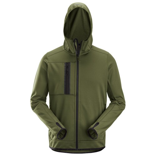 8058 Sudadera con capucha y cremallera completa AllroundWork verde kaki
